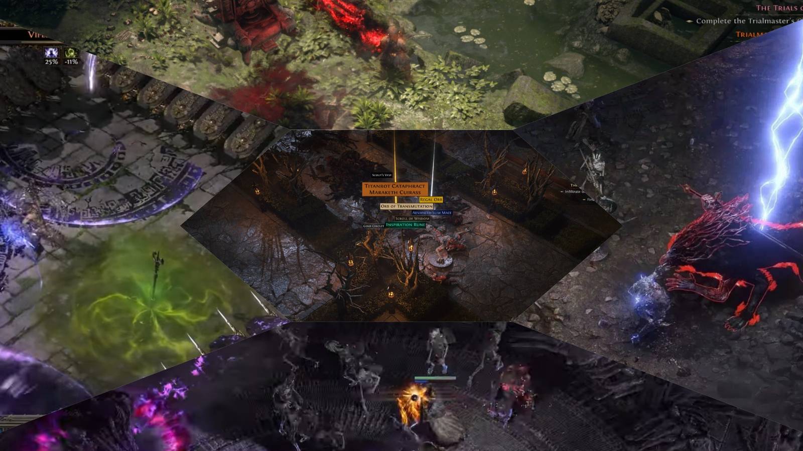 Path of Exile 2 best XP farms mixed gameplay collage