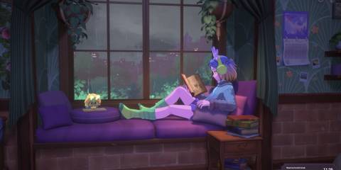 Player avatar sitting in bay window