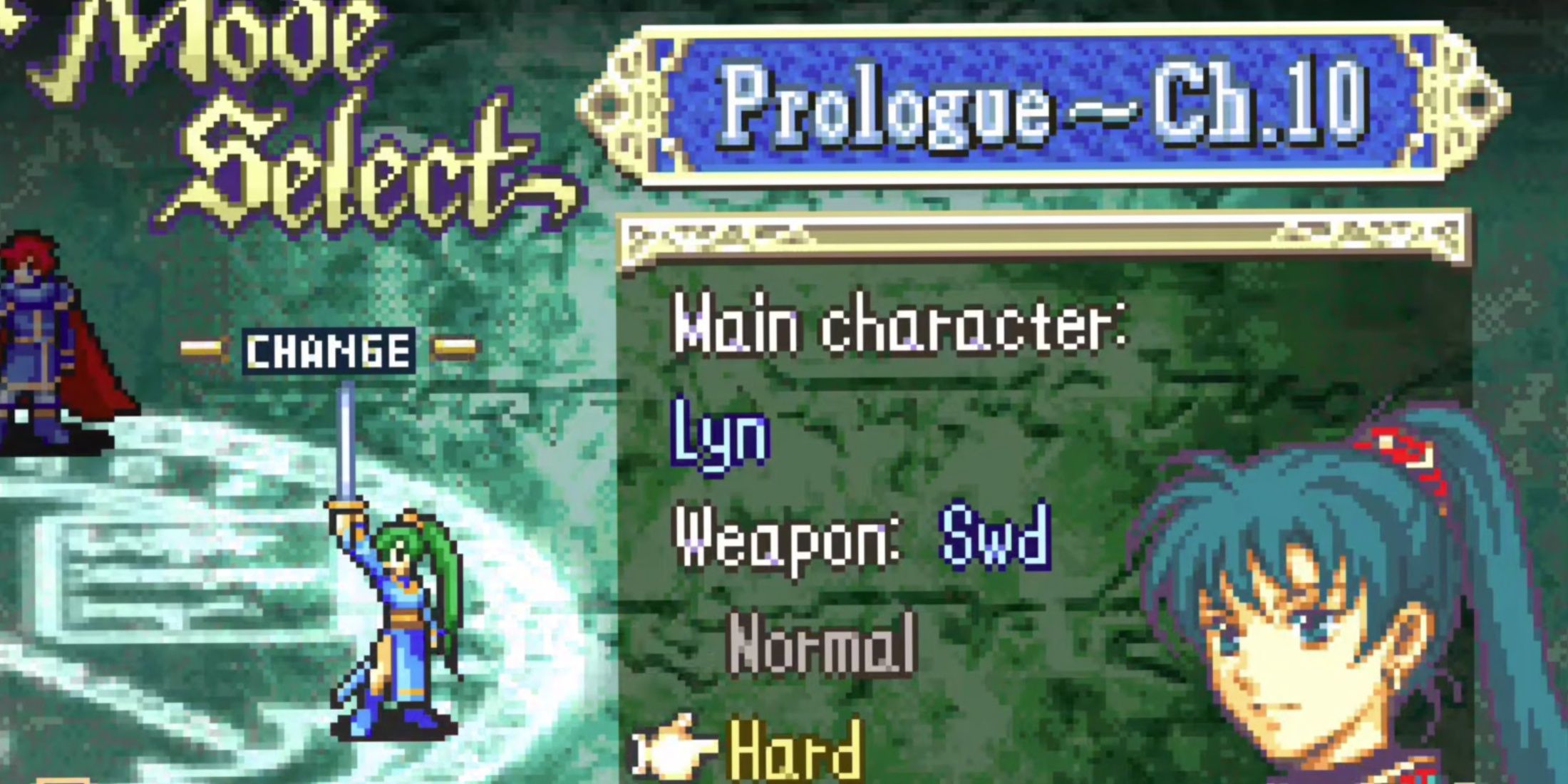 Fire Emblem: The Blazing Blade character selection screen