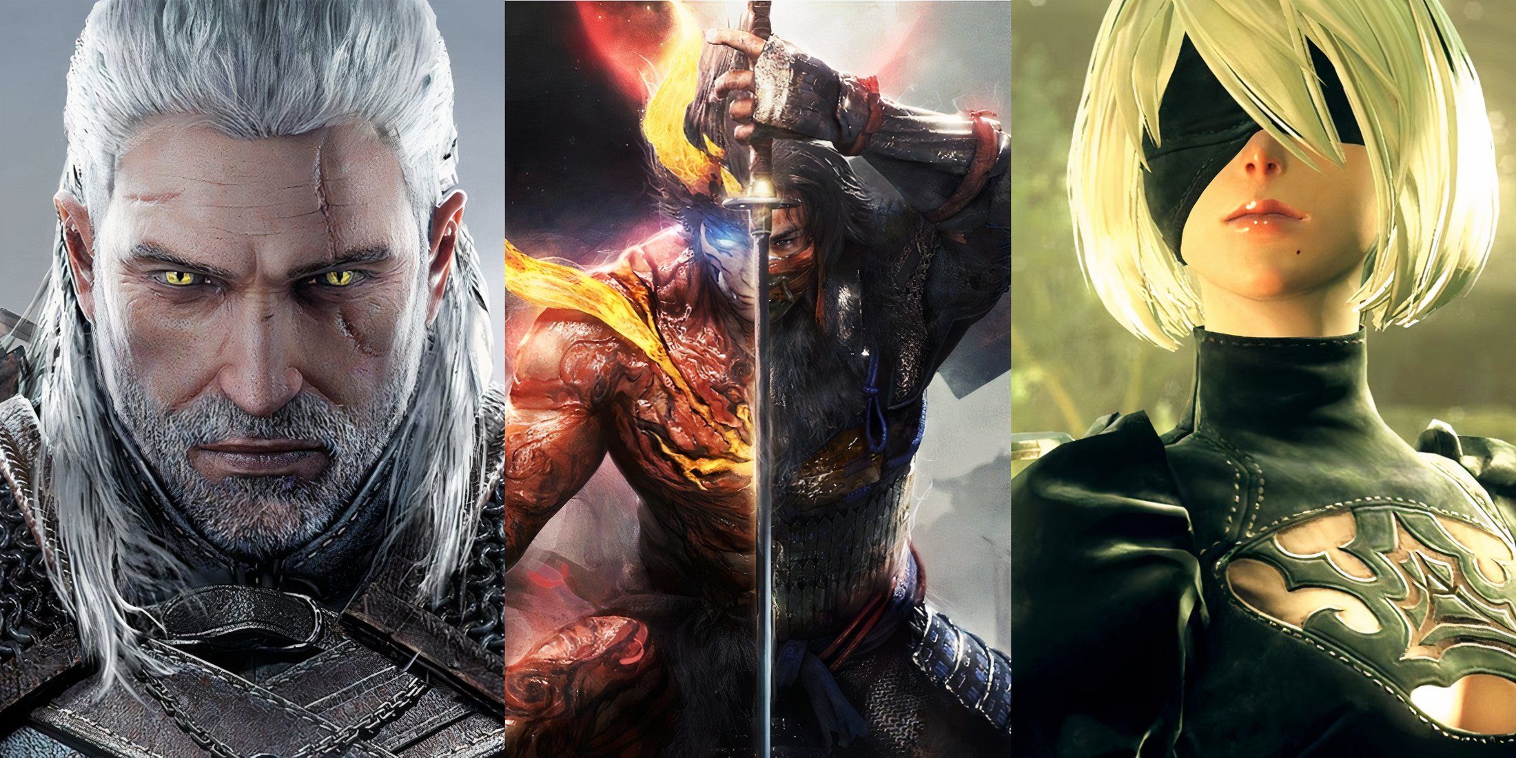 Image of Geralt, Nioh 2, and Nier Automata