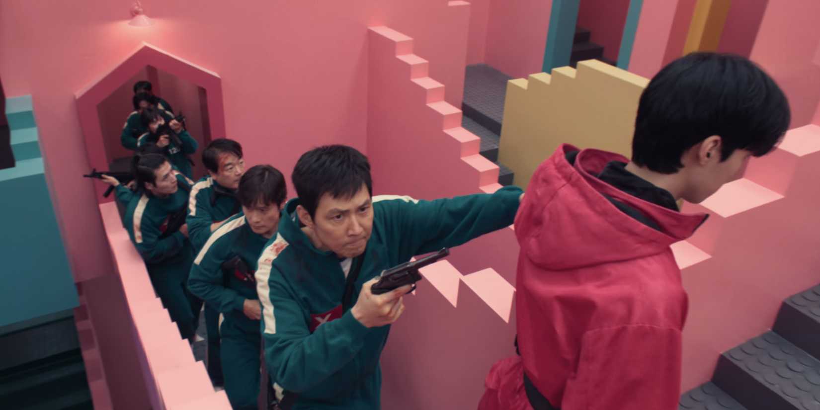 Seong Gi-hun leading a rebellion in Squid Game