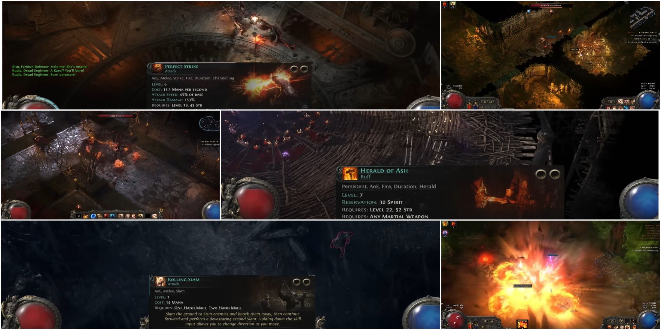 Path of Exile 2 warrior skills mixed gameplay collage