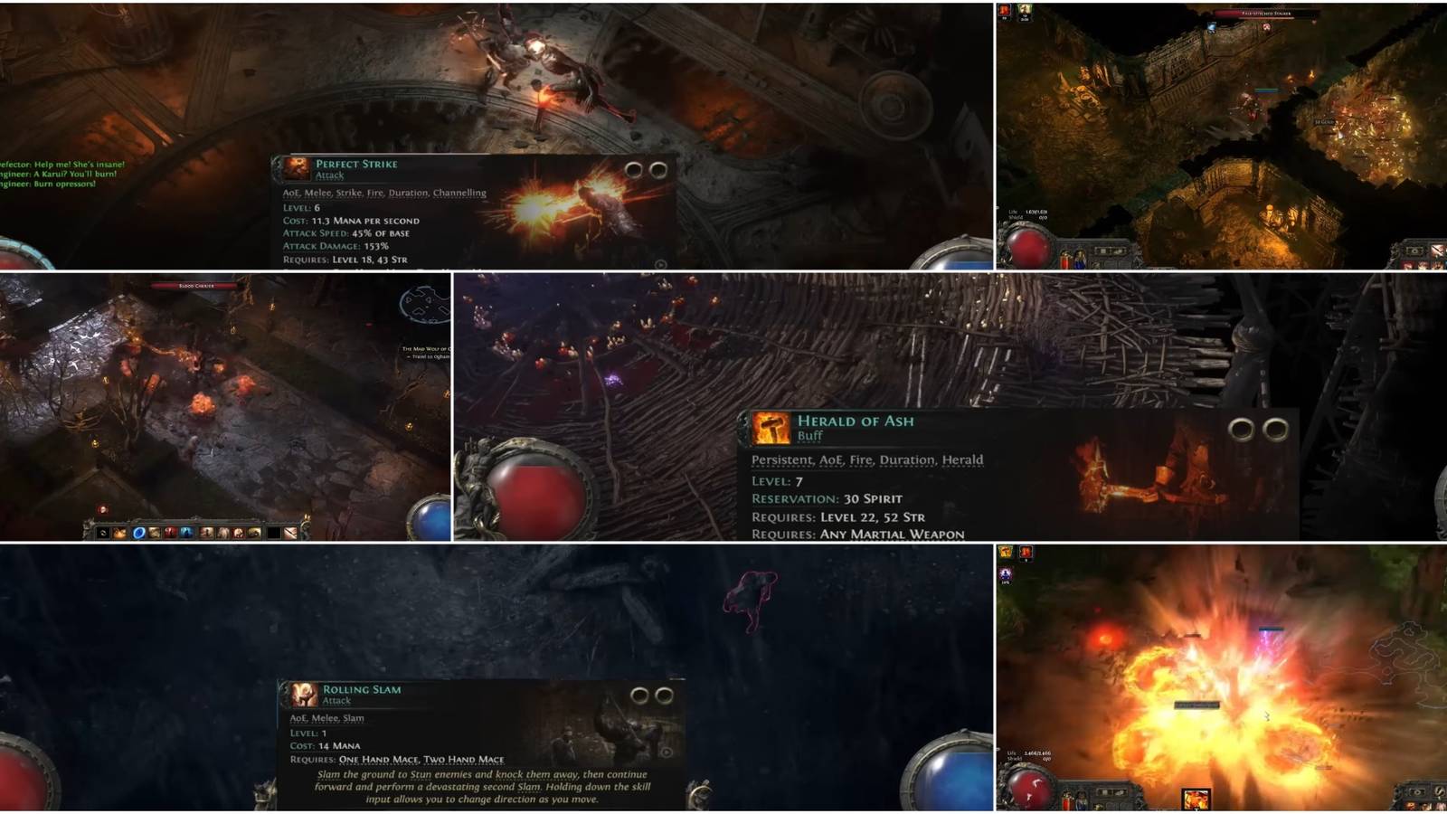 Path of Exile 2 warrior skills mixed gameplay collage
