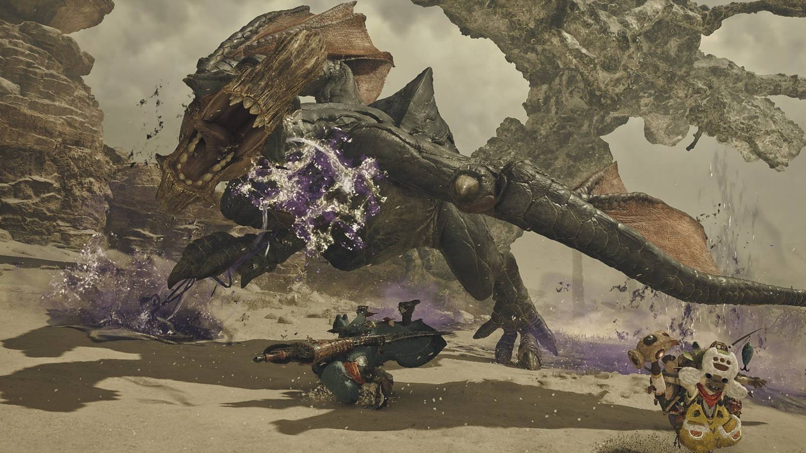 monster hunter wilds hunting a massive creature