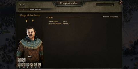 The Smith character info screen