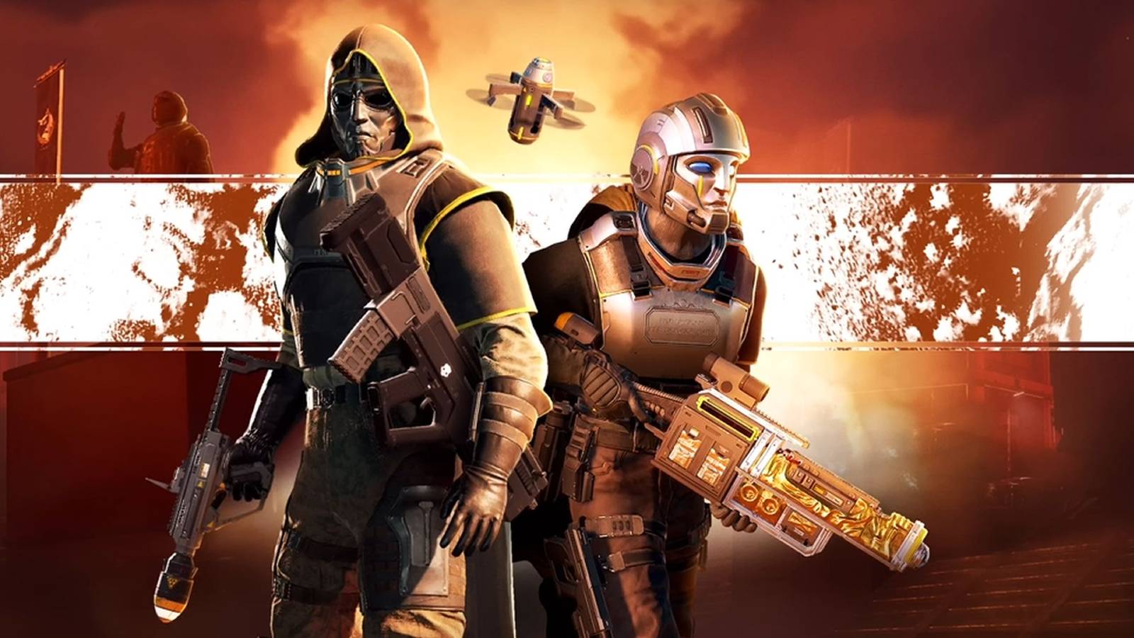 A pair of Helldivers 2 soldiers holding weapons.