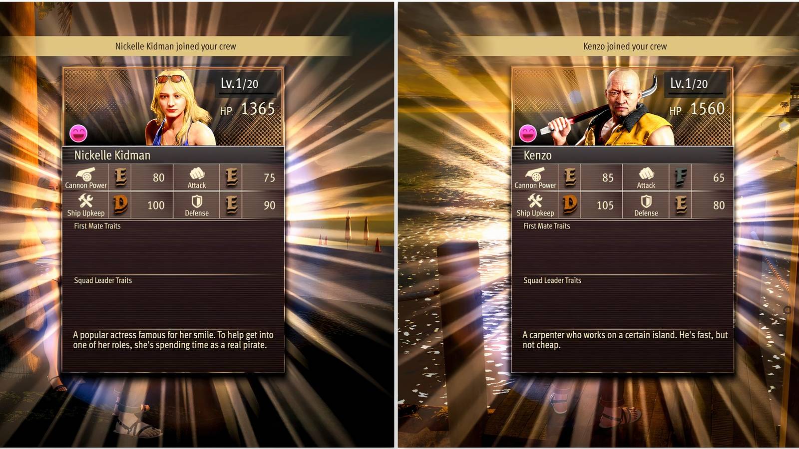 Nickelle Kidman and Kenzo recruit orders in Like a Dragon Pirate Yakuza in Hawaii