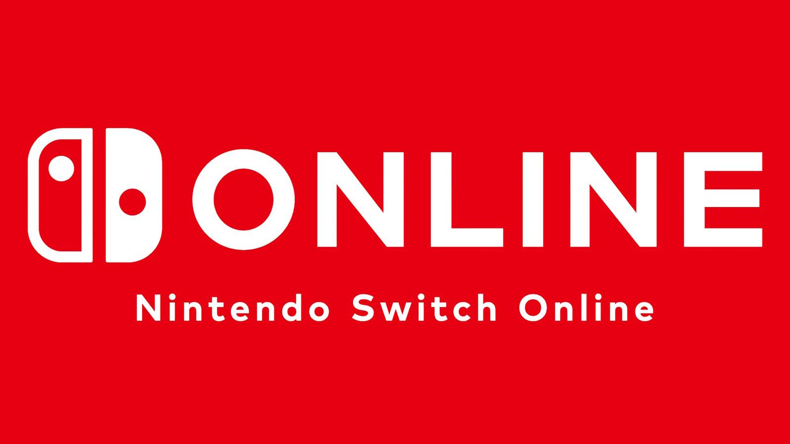 The Nintendo Switch Online logo in white set against a red background.