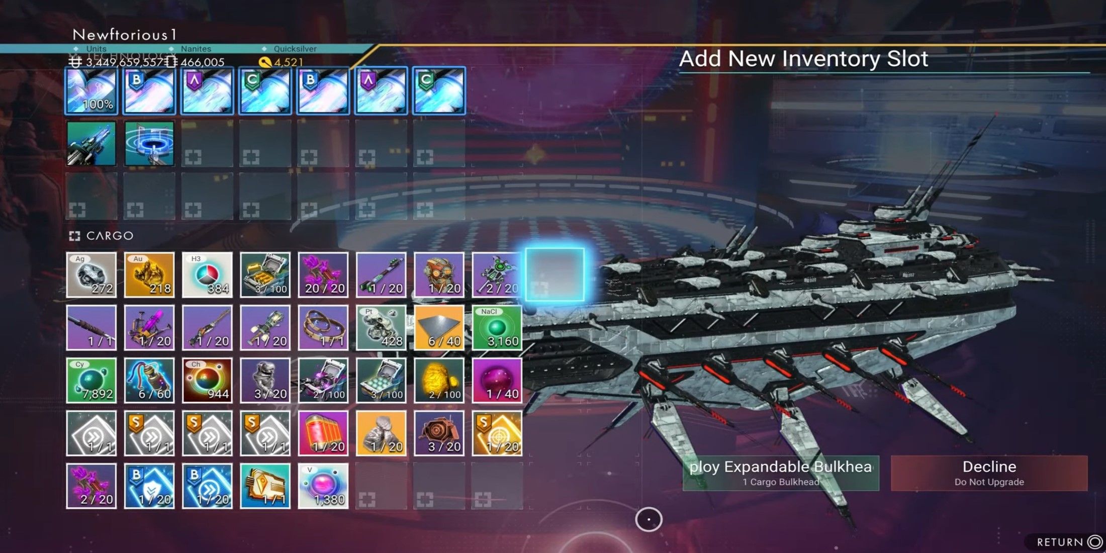 No Mans Sky add inventory slot to freighter