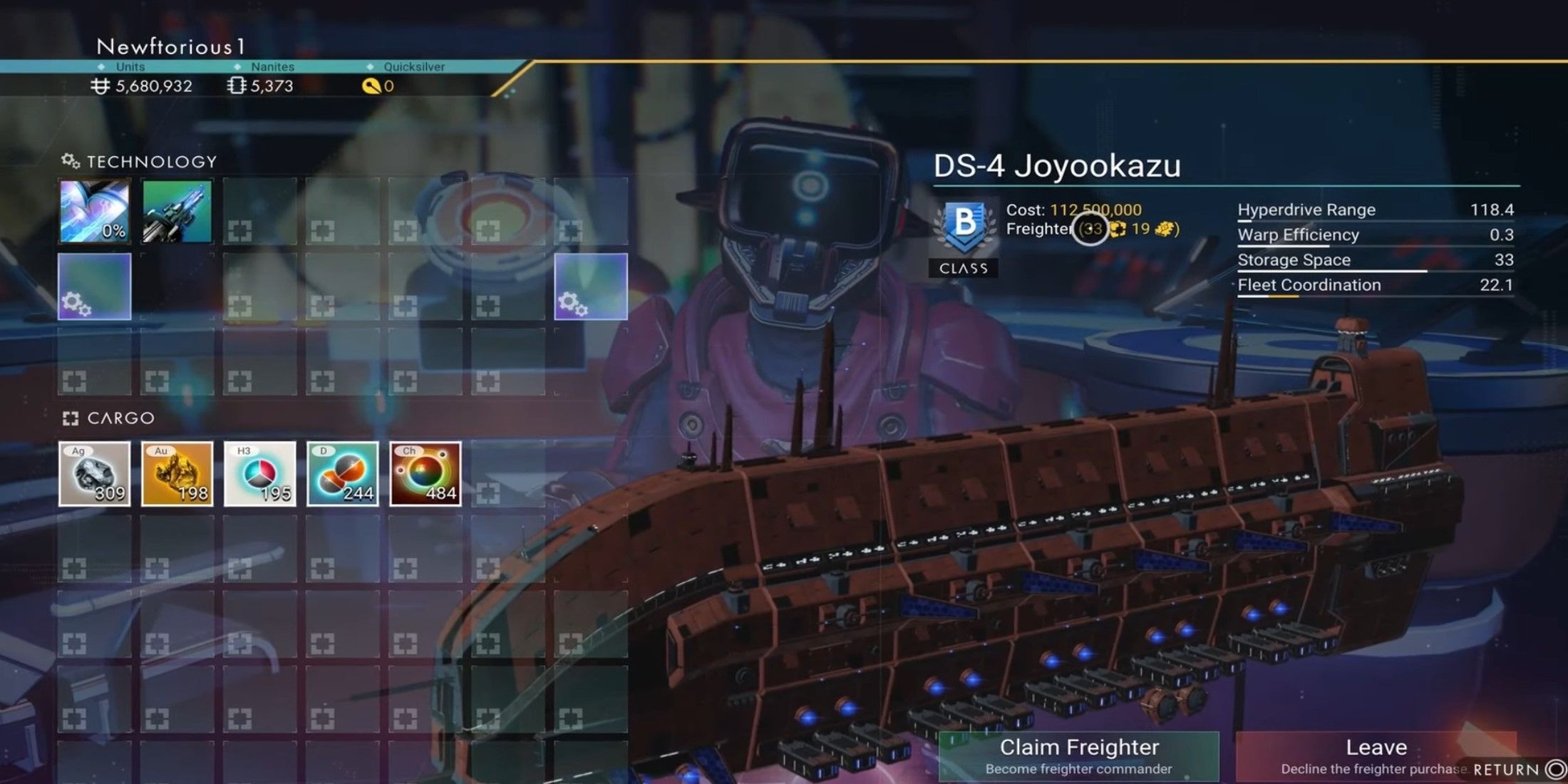 No Mans Sky inspect Sentinel freighter