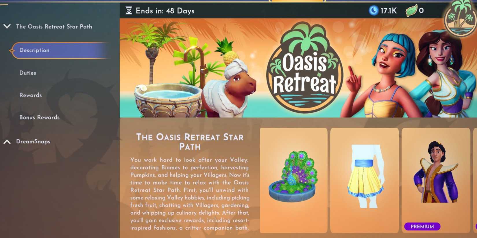 oasis retreat star path rewards dreamlight valley 