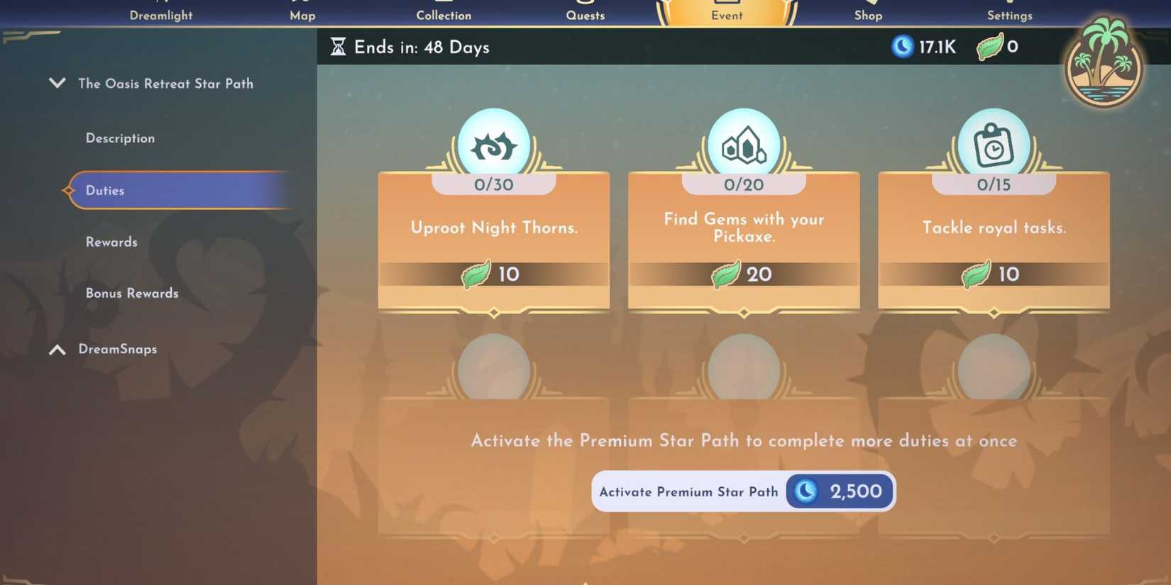 oasis retreat star path duties dreamlight valley 