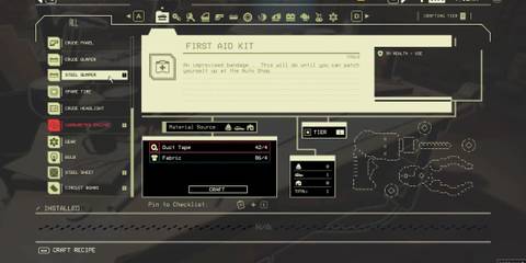 The Car Modification Screen in Pacific Drive