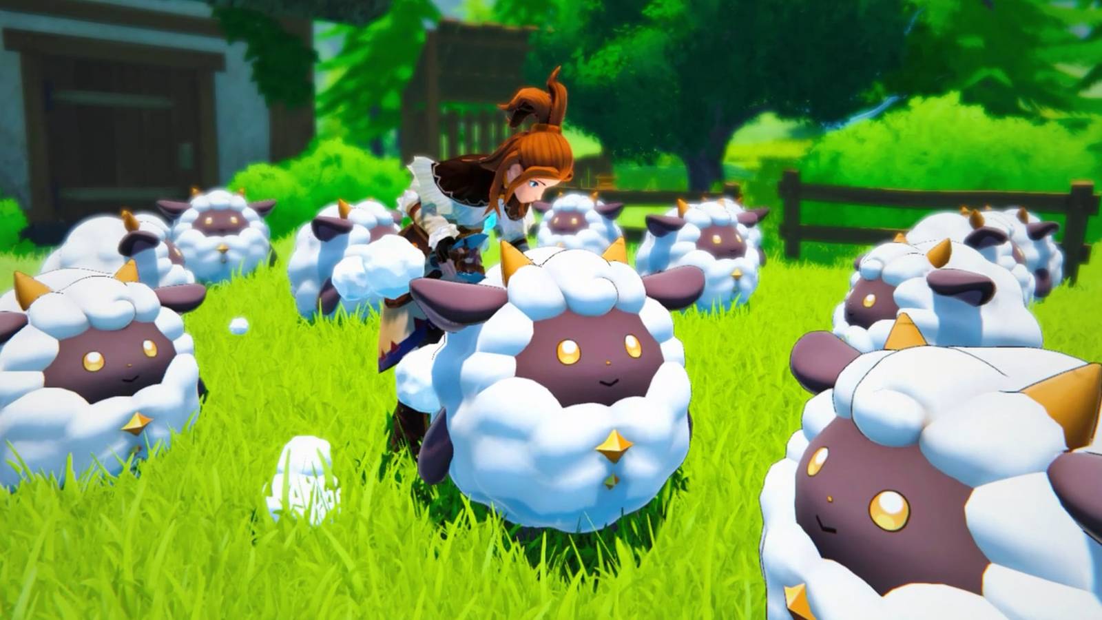 Palworld Lamball flock on green pasture