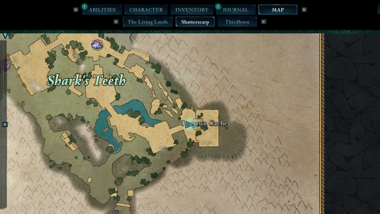 Onde encontrar o cache de Shatterscarp Pargrun