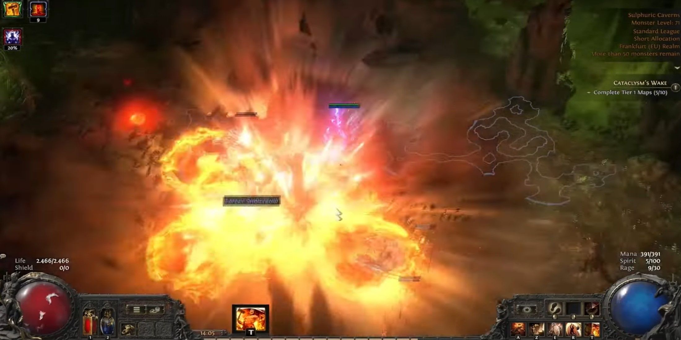 Path of Exile 2 Warrior hammer of the gods explosion