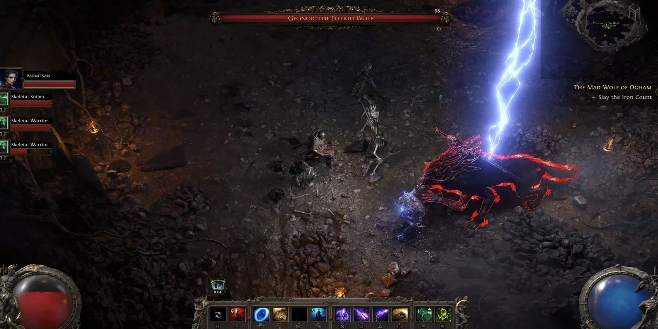 Path of Exile 2 Witch fighting Geonor