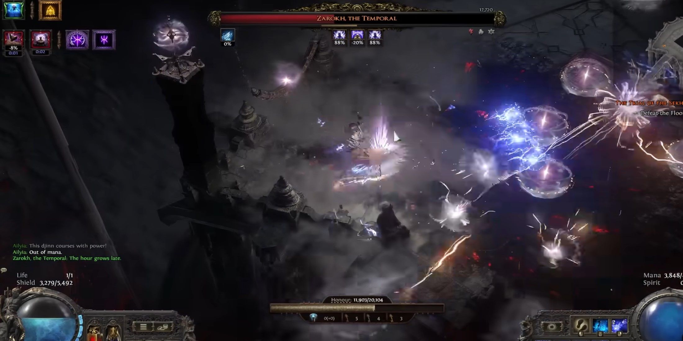 Path of Exile 2 Zarokh lightning attack