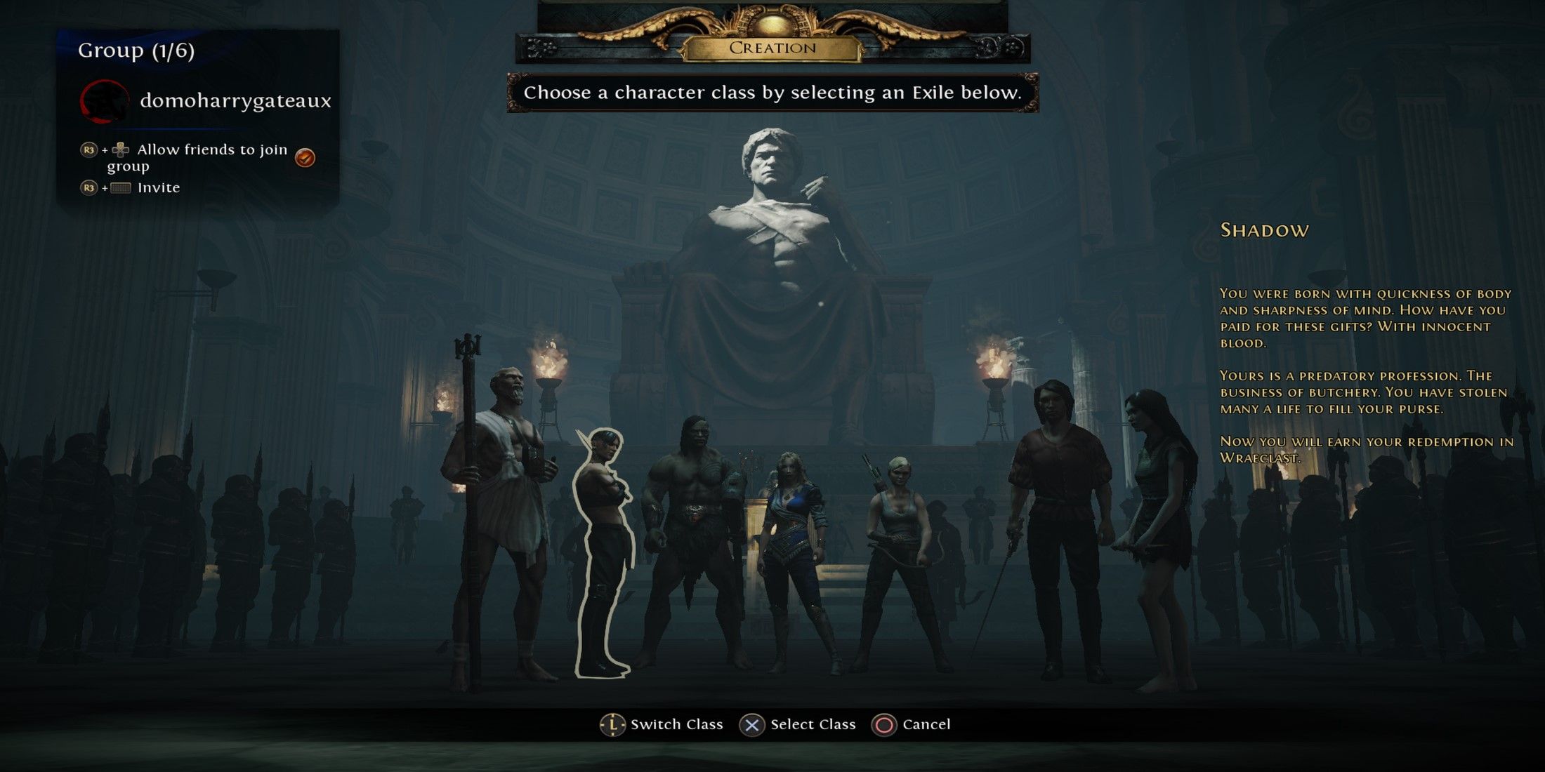 Path of Exile character select