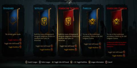 Path of Exile League Select