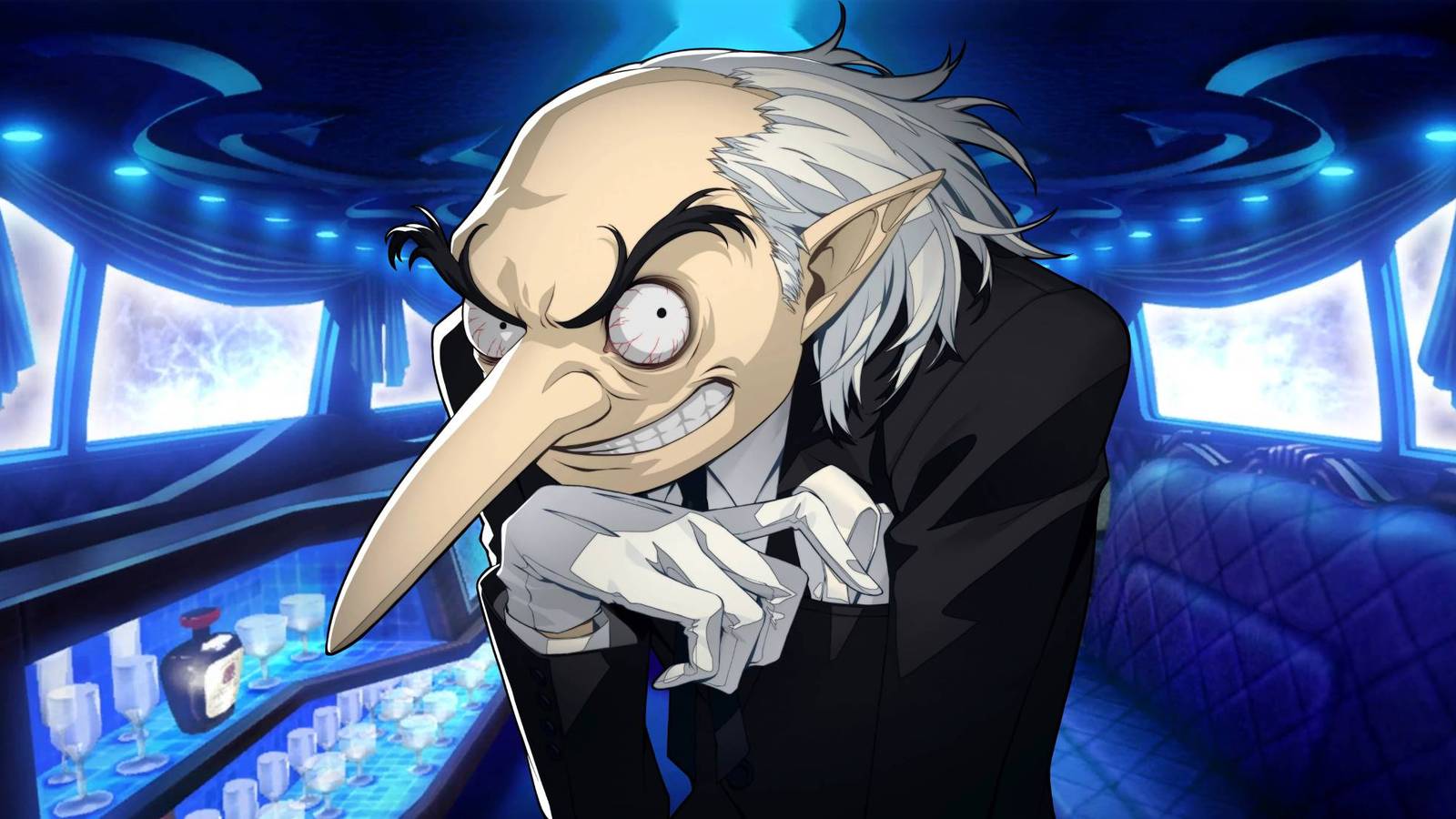 Igor from Persona 3 Reload over the Velvet Room from Persona 4