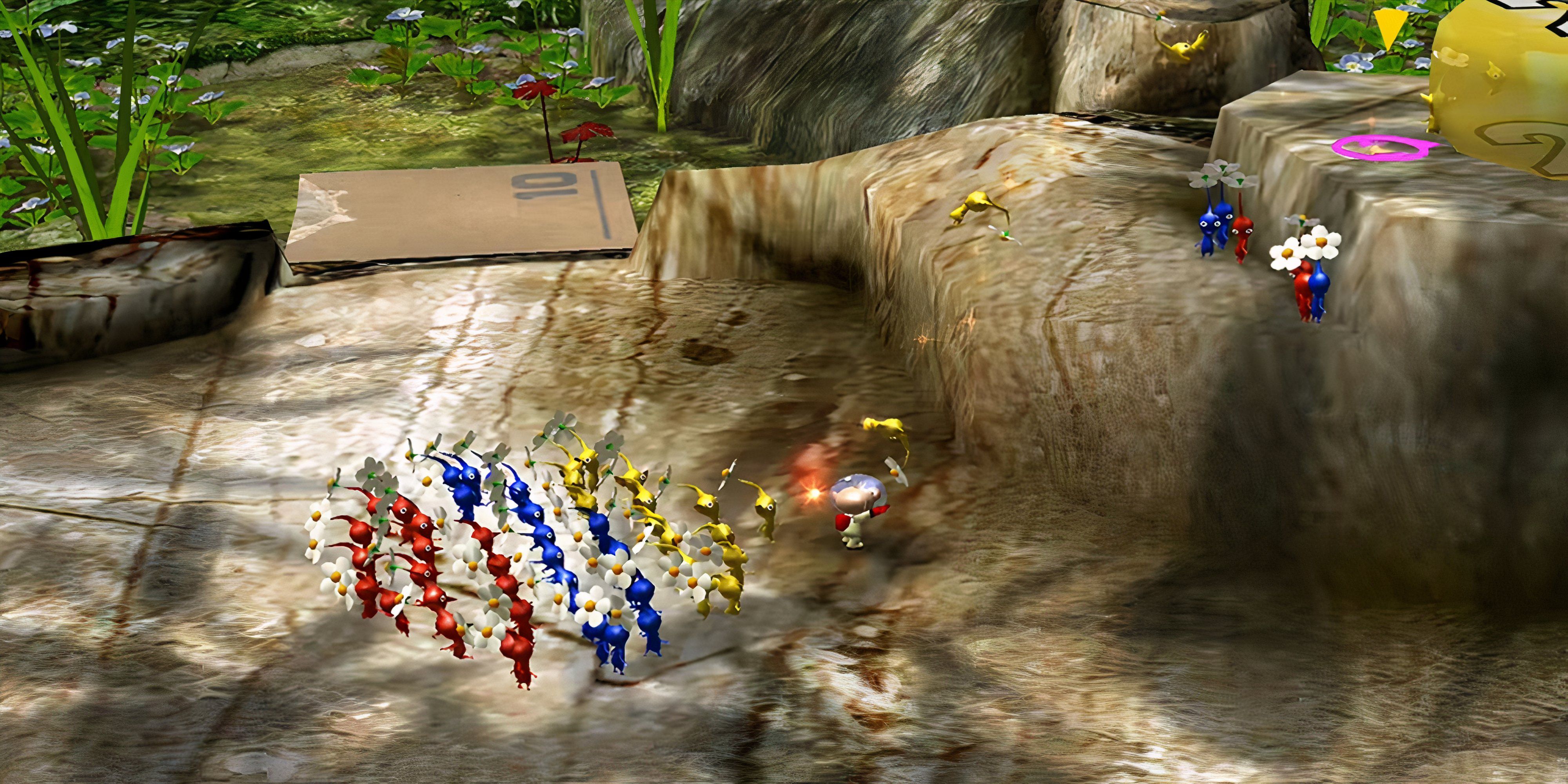 olimar guiding some pikmin
