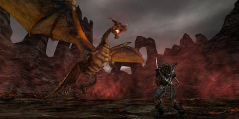 Player Battles Dragon in Gothic 2
