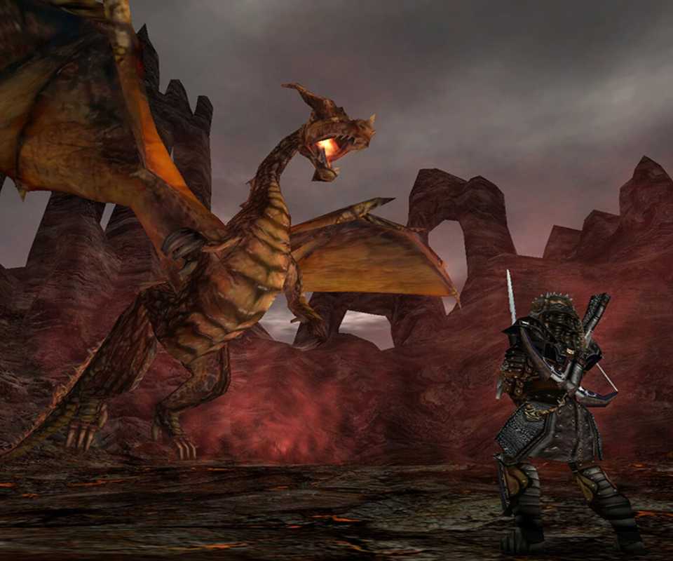 Player Battles Dragon in Gothic 2