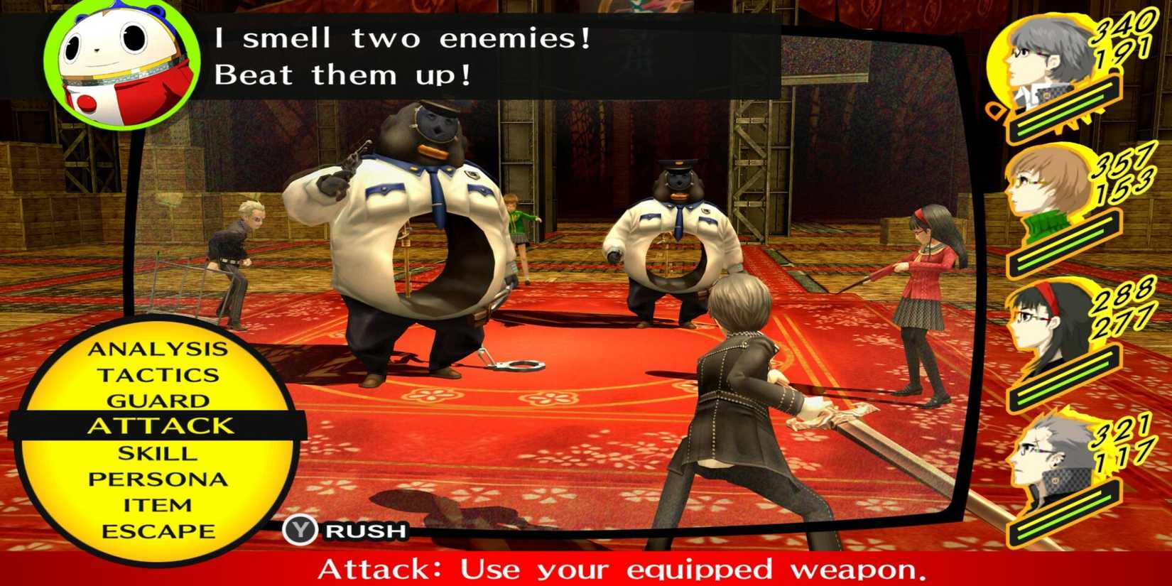 Player Battling Enemies in Persona 4