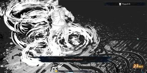 player defeating a boss using an attack in Warriors Abyss