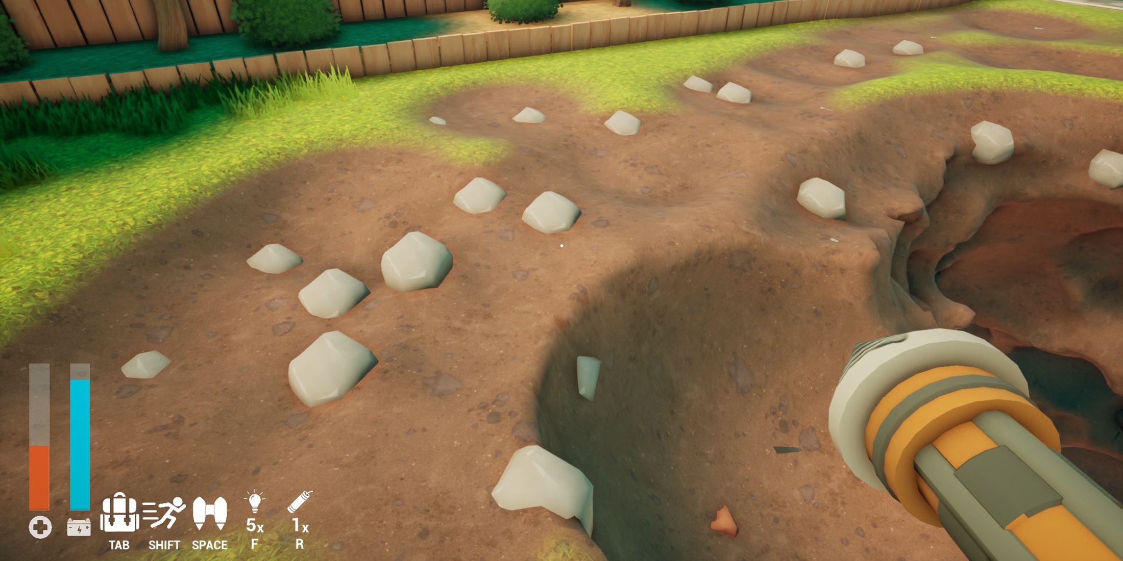 player mining stones to get the stonemason achievement in a game about digging a hole