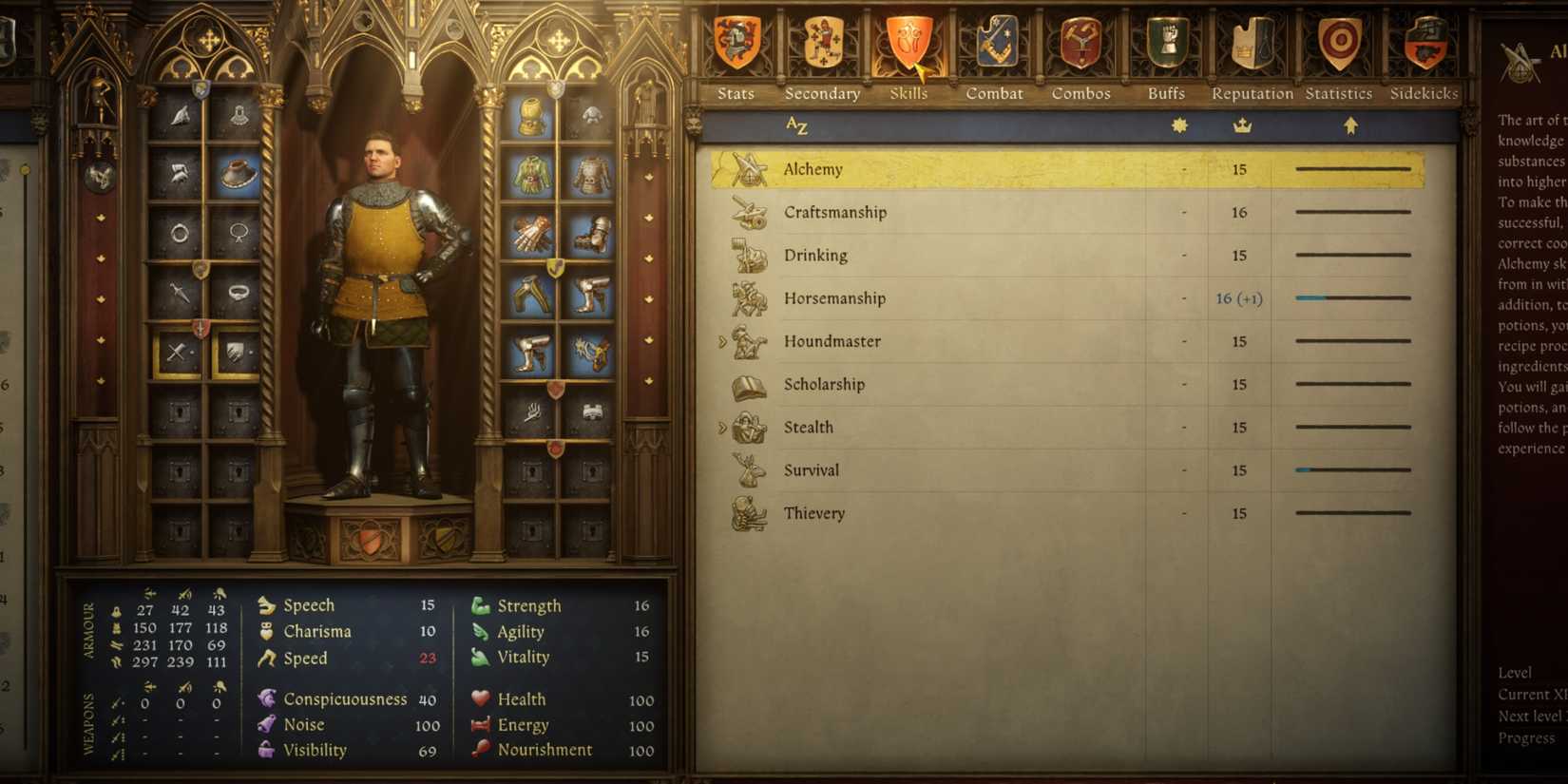 player stats and skills in kingdom come deliverance 2