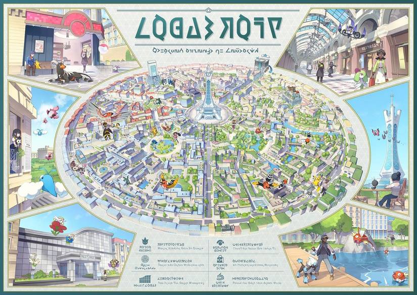 The map of Lumiose City from Pokemon Legends Z-A.