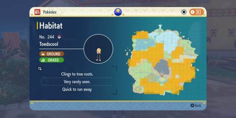 pokemon scarlet and violet toedscool location in pokedex