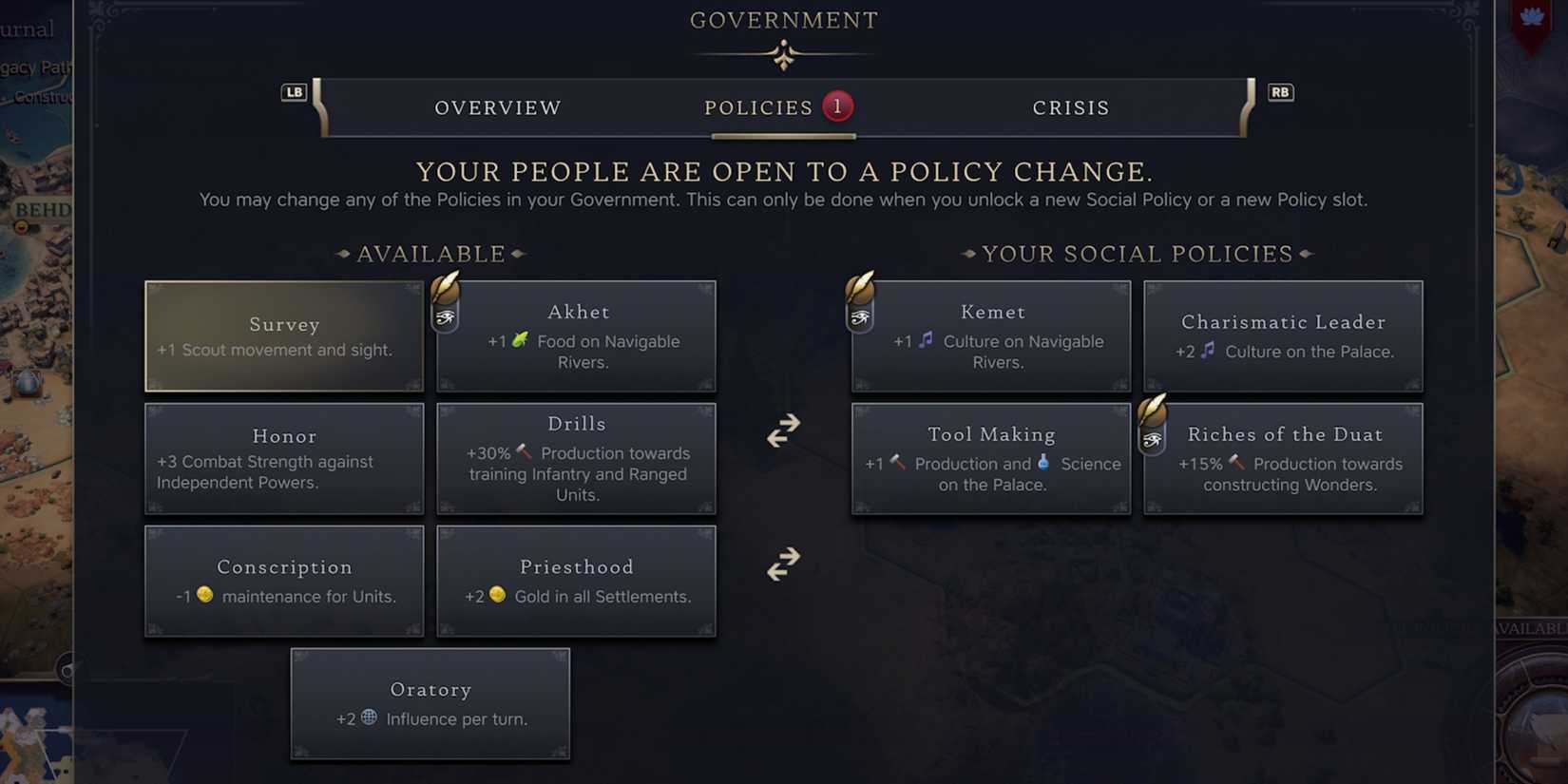Policy Card Tips to Play as Egypt in Civ 7