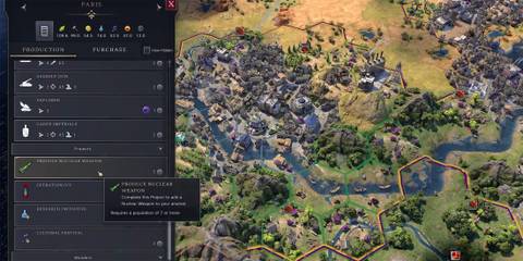 produce nuclear weapons project in civ 7