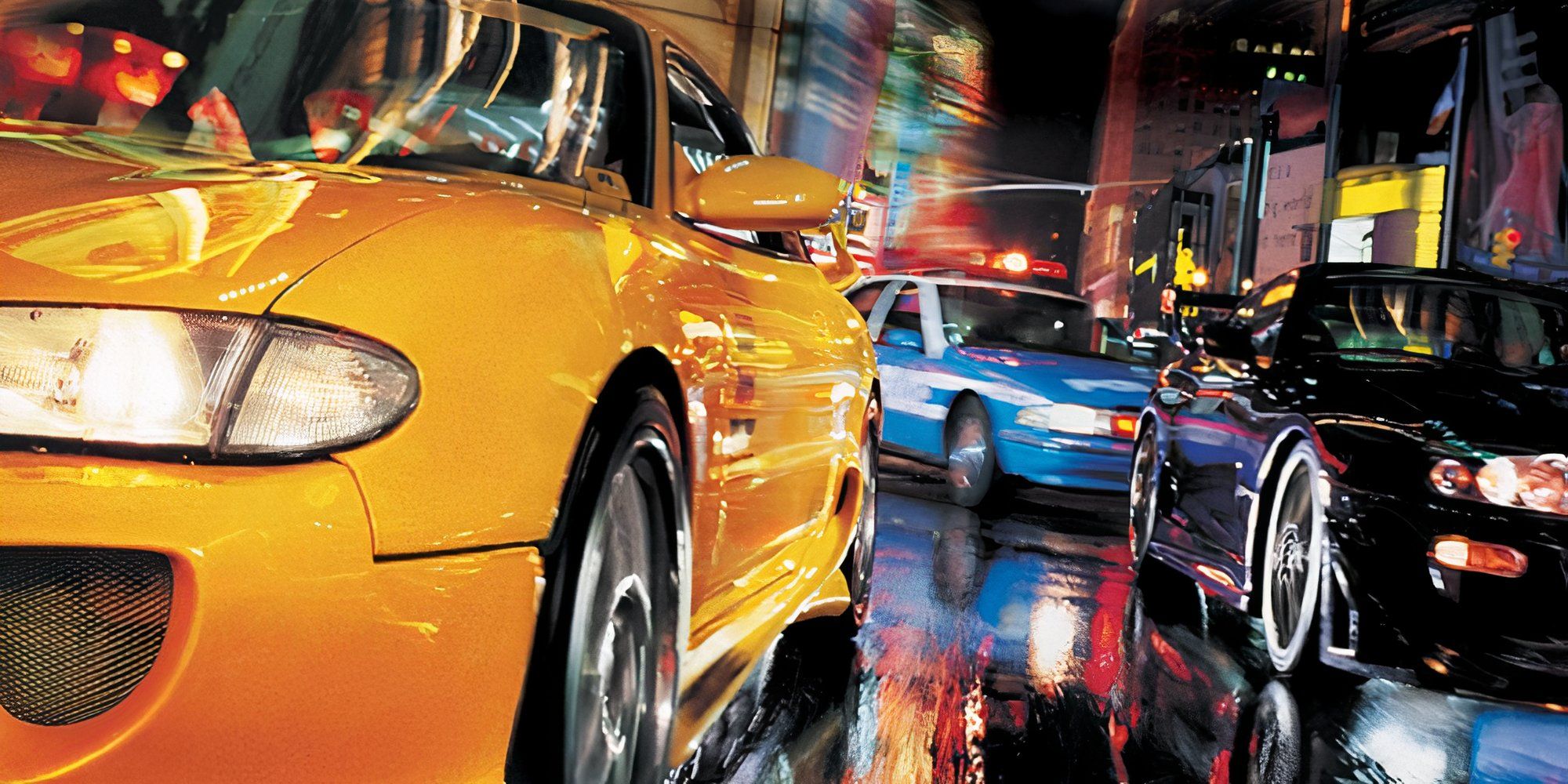 Promo art featuring cars in Midnight Club Street Racing