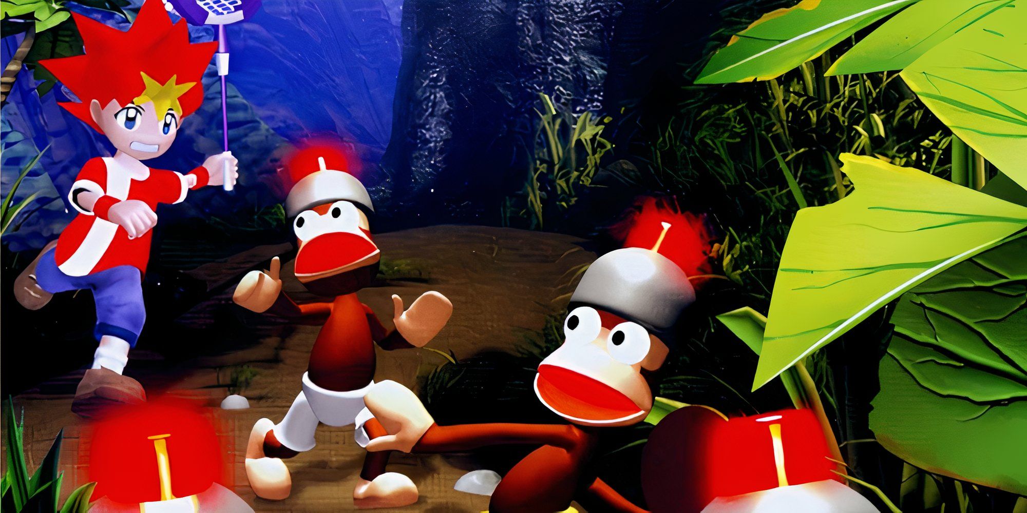 Promo art featuring characters in Ape Escape On The Loose