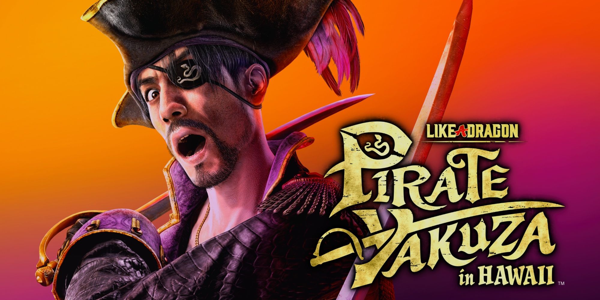 Promo art featuring characters in Like a Dragon Pirate Yakuza in Hawaii