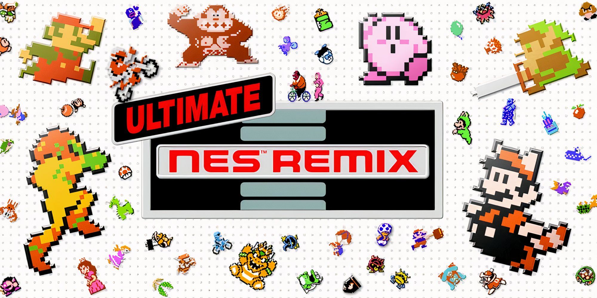 Promo art featuring characters in NES Remix