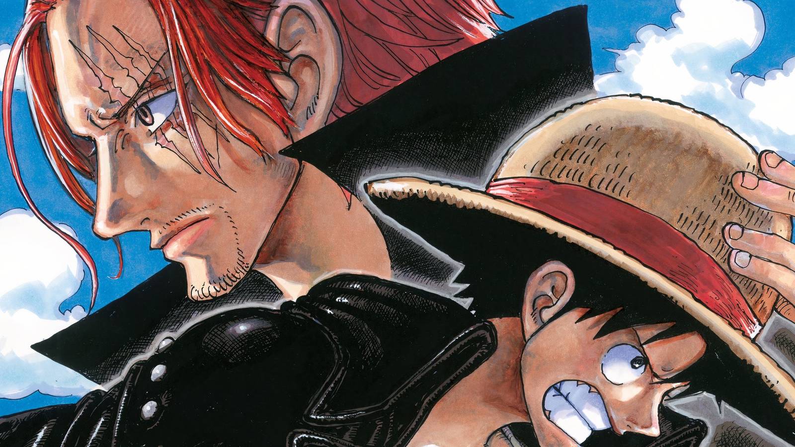 Promo art featuring Shanks and Luffy in One Piece Film Red
