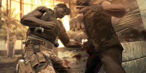 Punching an enemy in 50 Cent Blood on the Sand