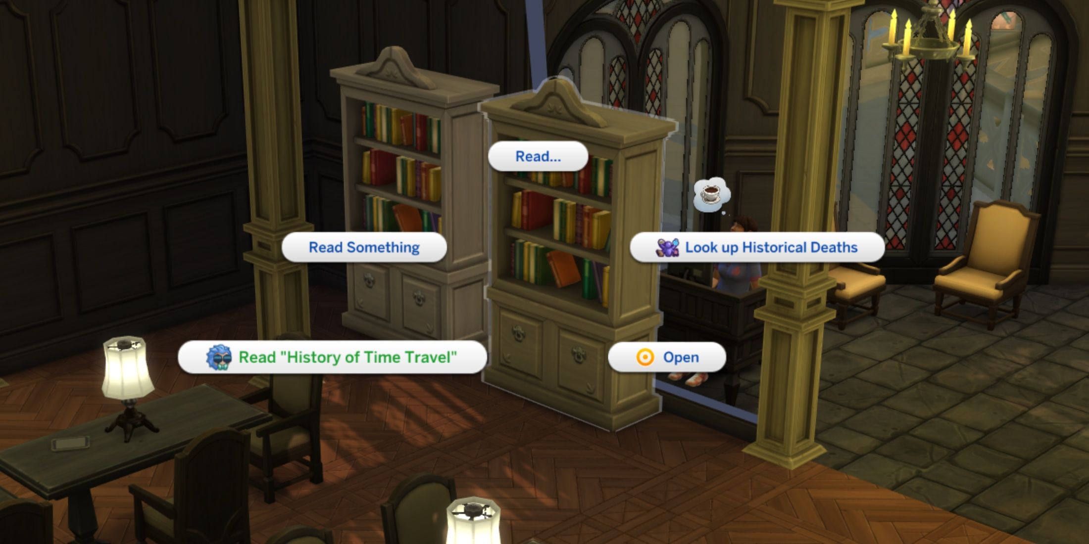 Read the History of Time Travel at a Library the sims 4