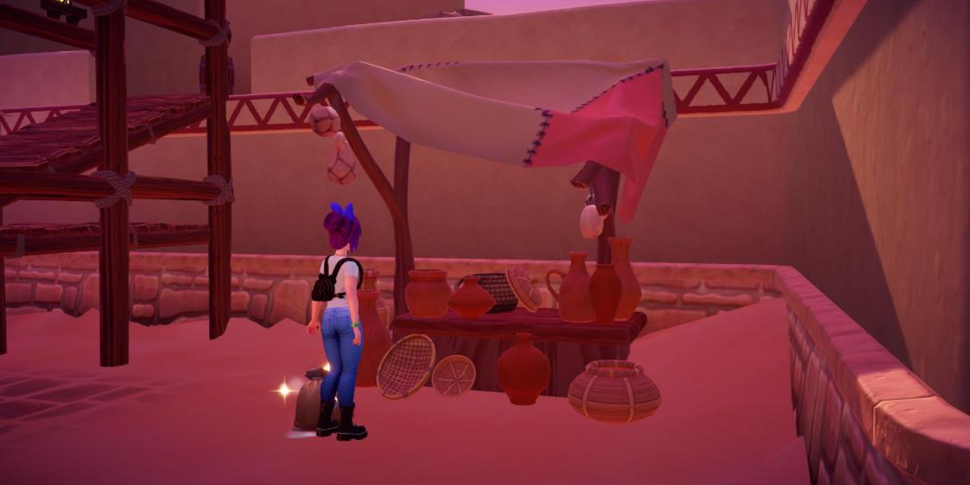 Repairing a stall in Brave the Storm Aladdin Realm quest in Disney Dreamlight Valley