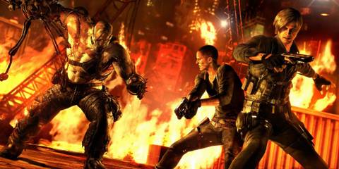 Leon Kennedy and Jake Muller fighting a new Nemesis in Resident Evil 6
