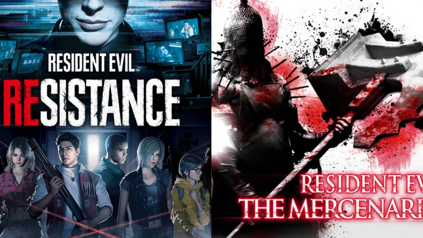 Resident Evil collage featuring Resident Evil Resistance and Resident Evil The Mercenaries 3D