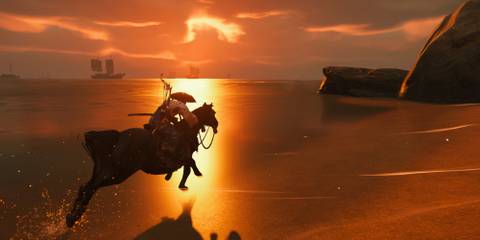 Riding a horse in Ghost Of Tsushima