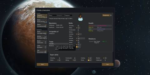 RimWorld character creation