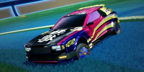 Rocket League Season 17 car on field promo screenshot