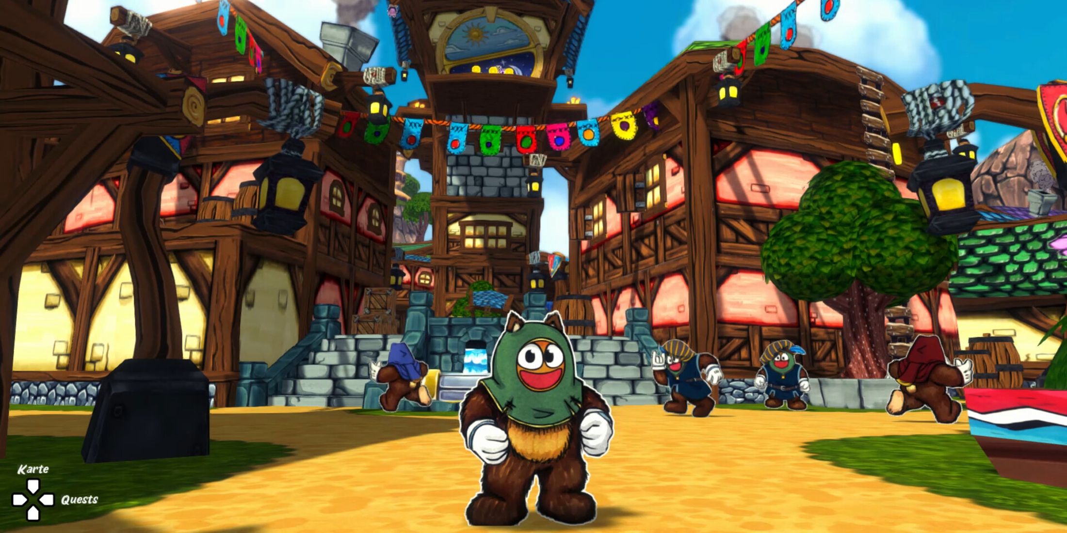 Ruffy and the Riverside protagonist in front of town